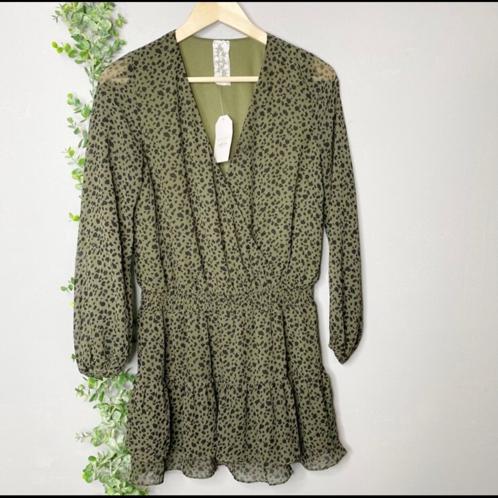 Sadie & sage smocked animal print mini dress